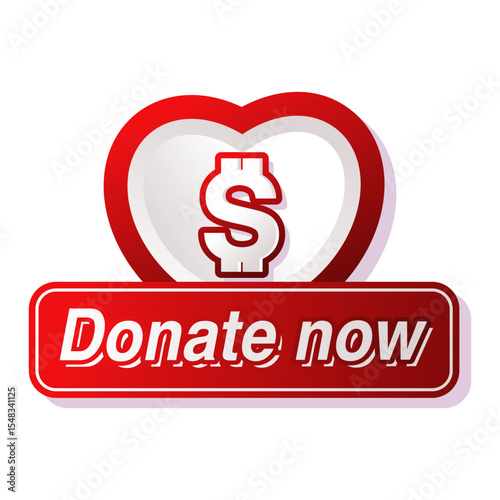 Red sign donate now button for website symbol of help and charity