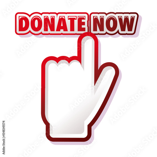 Donate now sign button for website symbol of help and charity