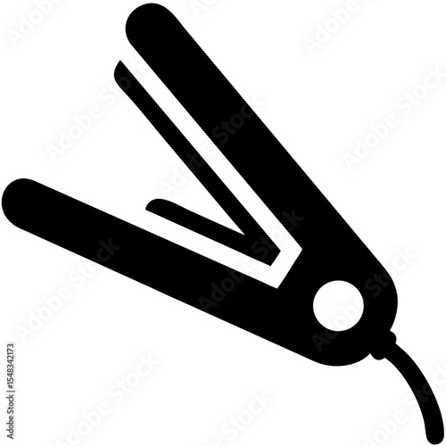 Hair straightener icon in black color for beauty and cosmetology