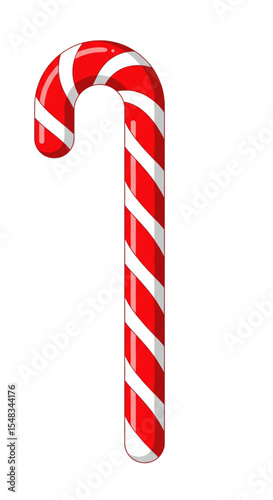 Classic Candy Cane: A vibrant peppermint candy cane with red and white stripes