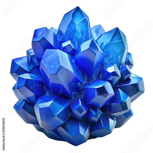 Brilliant blue crystal cluster isolated on transparent background