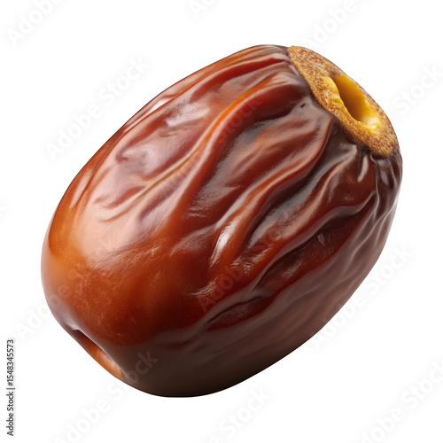 Single medjool date fruit isolated black background