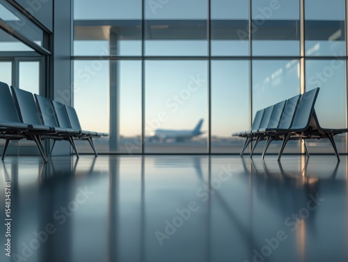 Modern Airport Terminal with Airplane in the Distance