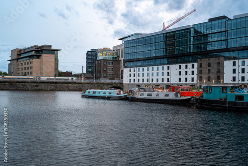 Photography Dublin, Ireland - June 6 2025 Architecture during the golden our at Dockland's