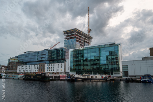 Photography Dublin, Ireland - June 6 2025 Architecture during the golden our at Dockland's