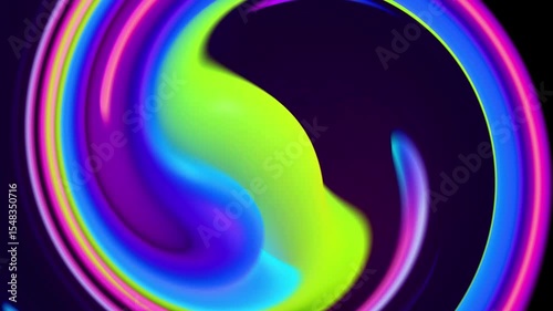 Video of Vibrant Wave of Color: A mesmerizing abstract video with a liquid-like appearance. Colorful swirls of vivid neon hues dance and blend.
