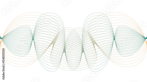 	
Vector curvy abstract line art wavy flowing dynamic colorful lines white background in concept music or sound, wave, wind, information flow	
