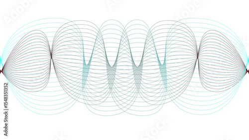 	
Vector curvy abstract line art wavy flowing dynamic colorful lines white background in concept music or sound, wave, wind, information flow	

