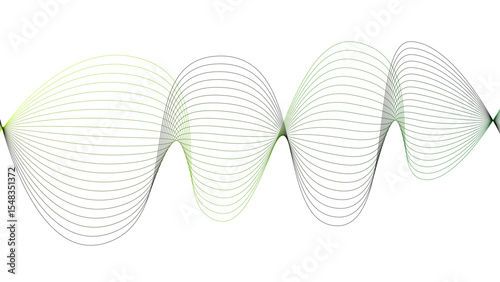 	
Vector curvy abstract line art wavy flowing dynamic colorful lines white background in concept music or sound, wave, wind, information flow	
