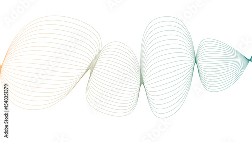 	
Vector curvy abstract line art wavy flowing dynamic colorful lines white background in concept music or sound, wave, wind, information flow	
