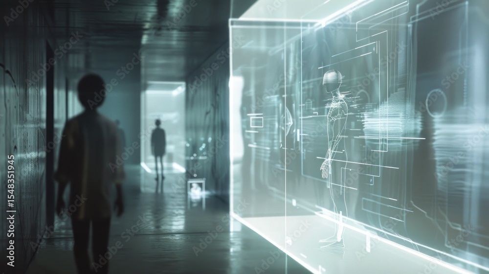 Fototapeta premium Futuristic corridor digital art