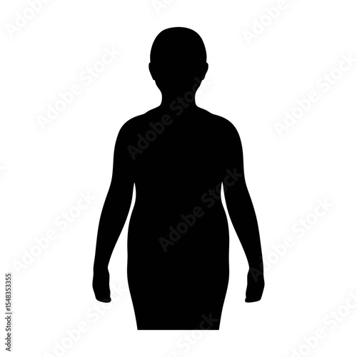 Silhouette of woman overweight plus size figure full body vector illustration isolated design
