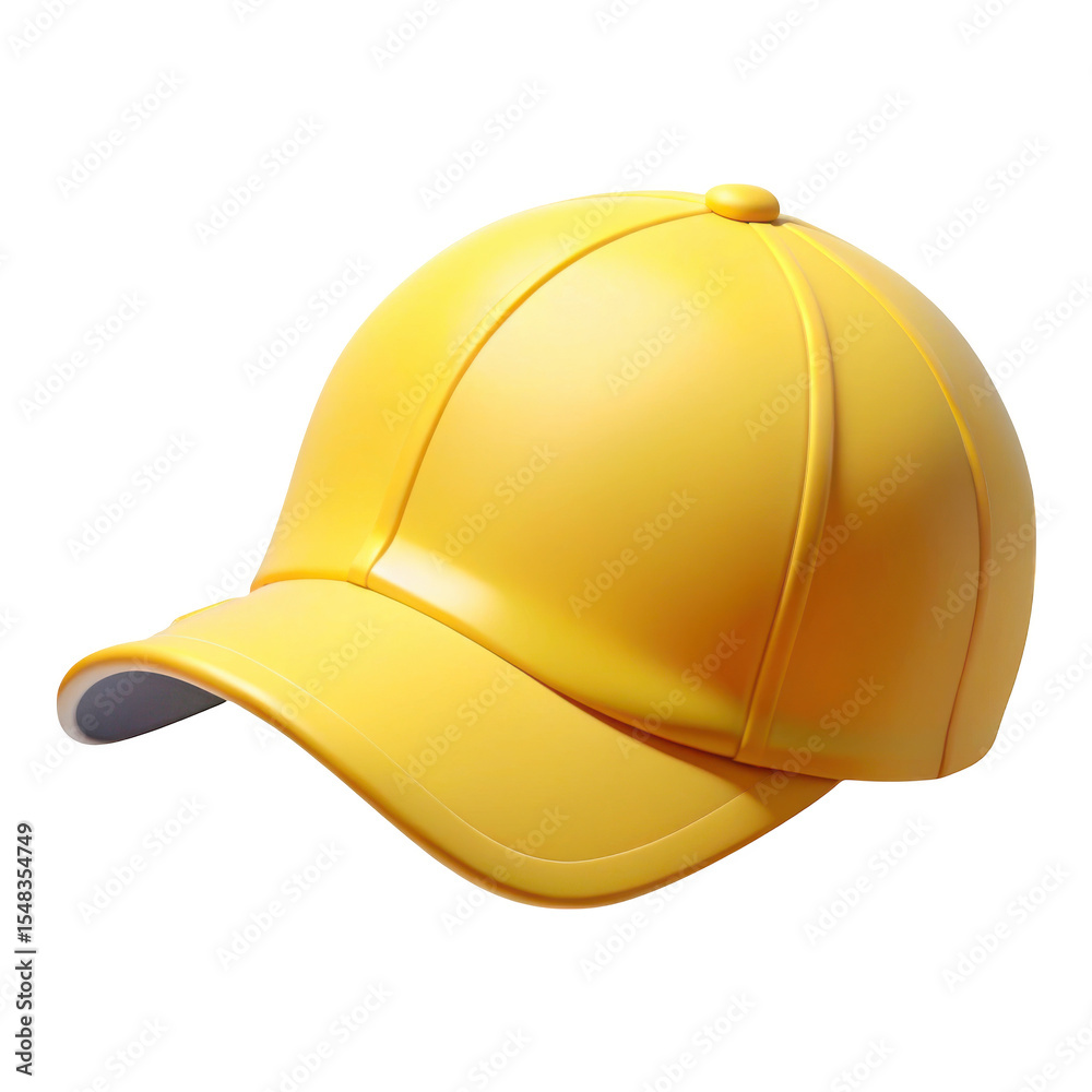 Fototapeta premium 3d yellow baseball cap isolated on transparent background