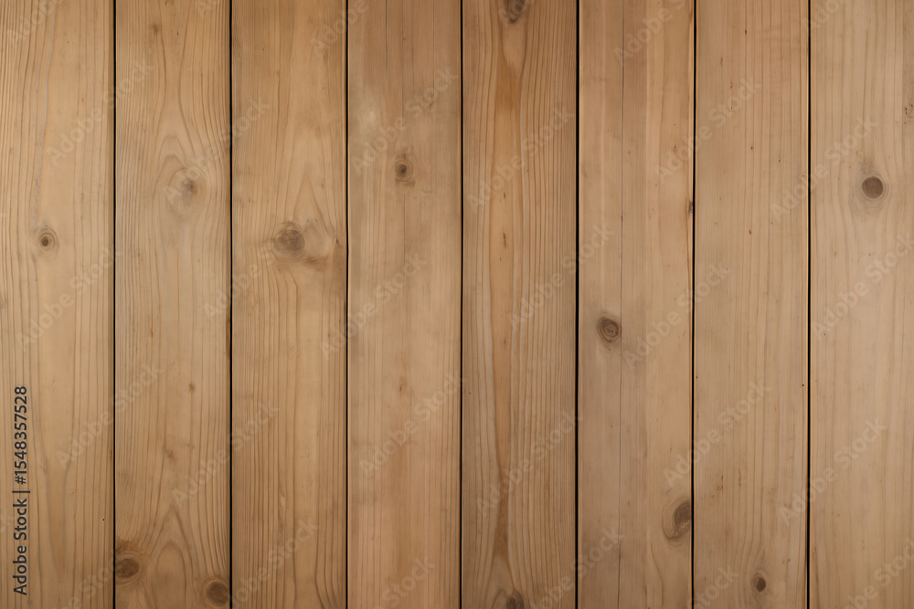 Naklejka premium Close-up of a natural wood plank background. The wooden texture shows vertical lines with knots, creating a warm, rustic aesthetic. Wooden texture, background