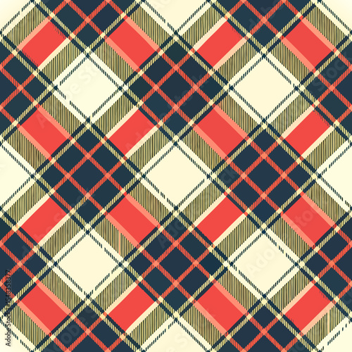 Bold and colorful plaid seamless vector pattern with thick lines and vibrant hues 