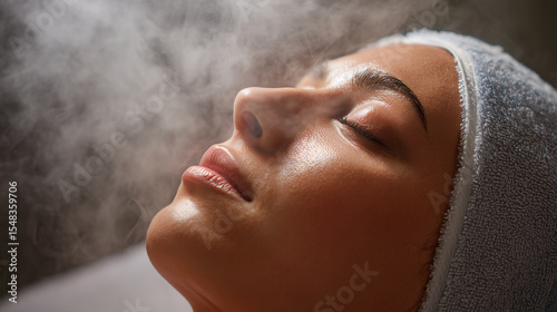 Steam treatment applied to open pores during deep cleansing facial