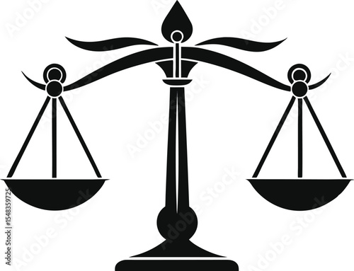 Scales of Justice Illustration Featuring Legal Symbols and Balance Concept