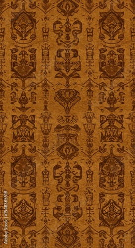 Vertical bohemian mocha mousse pattern background with intricate designs