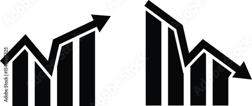 SEO Performance Trend Icon  Up and Down Arrow Bar Chart for Website Analytics and Ranking Fluctuations