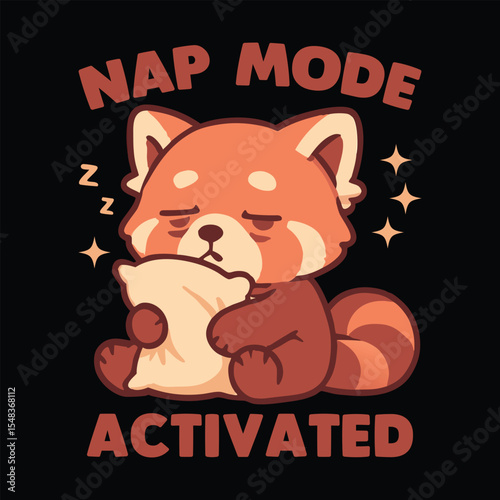 Nap Mode Activated Red Panda Funny Lazy Day Cute Animal T-Shirt Design
