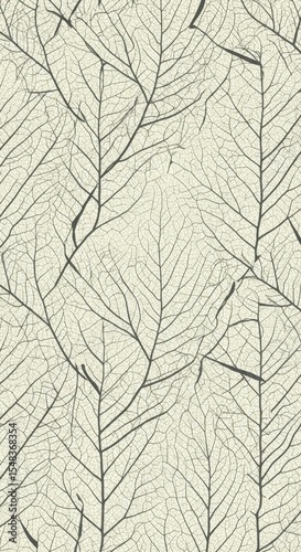 Delicate leaf vein pattern in subtle tea tones - vertical orientation