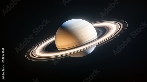sleek satellite gliding past the icy rings of Saturn, with faint sunlight illuminating its reflective panels