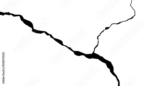 Crack in the wall.Damaged surface, crack on the surface of the ground, concrete, asphalt, wall, cracks from natural disaster.Crack of earth crust after earthquake.Vector illustration.