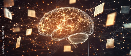 Technological Brain Concept of a Large Language Model.