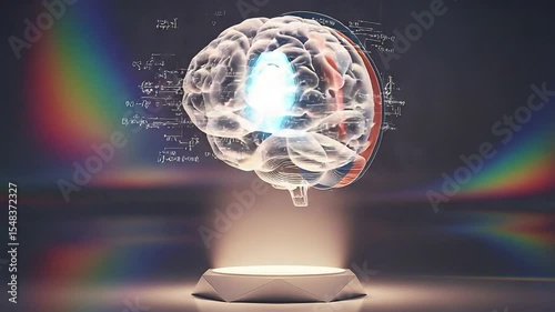 Brain Visualization with Formulas and Stage Artificial Intelligence Concept