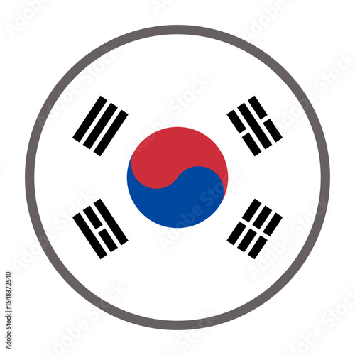 round flag of South Korea country on white background vector
Vector round flag