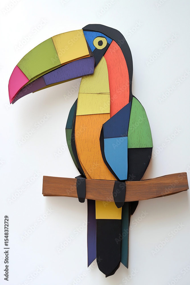 Fototapeta premium Close-up of fantasy toucan bird on limb. (AI Generated)