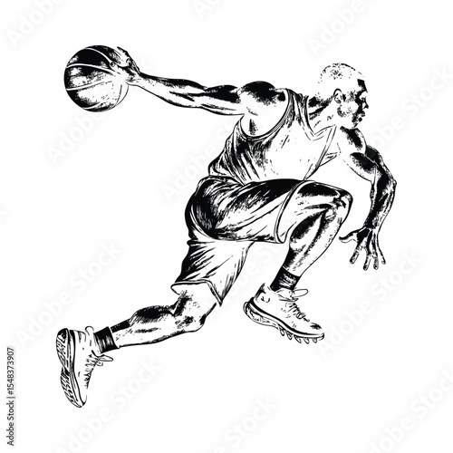 Dynamic basketball player silhouette