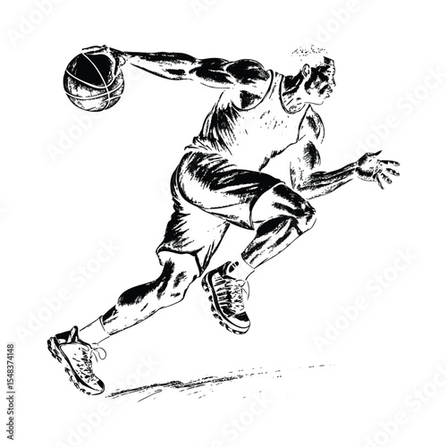 Dynamic basketball player silhouette