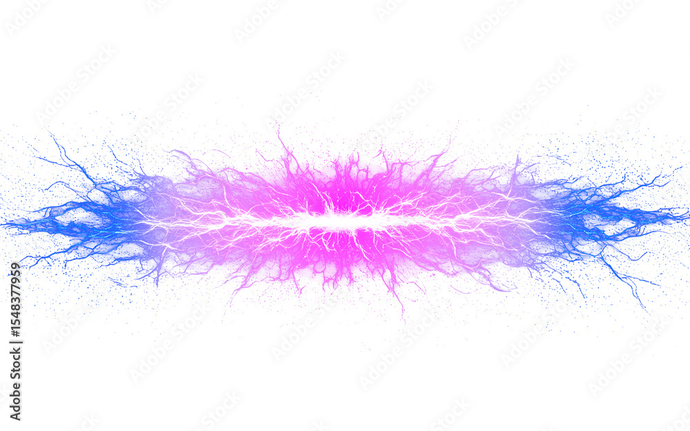 Fototapeta premium Vibrant Blue and Pink Electric Energy Burst Isolated on a transparent background