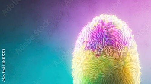 Abstract Pixelated Fingerprint in Neon Colors