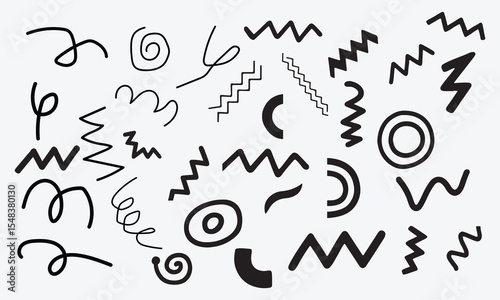 Seamless Memphis Geometric Pattern, Line and Vector Style with Retro. Abstract Elements on White Background