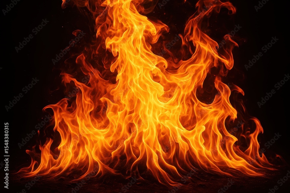 Fototapeta premium Dynamic fire flame with dramatic orange and red coloration
