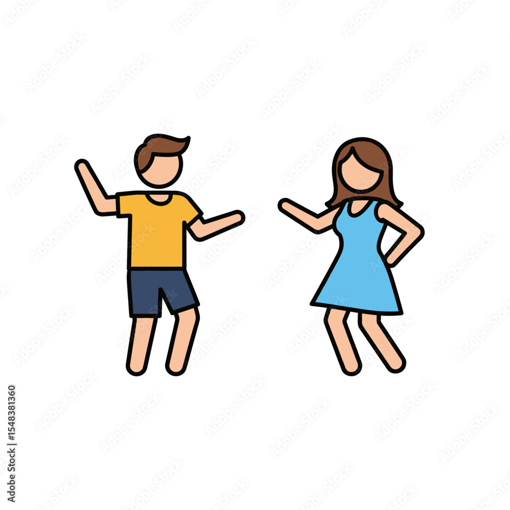 Joyful Dance A Simple Illustration of a Man and Woman Dancing Together Joyful Dance A Simple Illustration of a Man and Woman Dancing Together