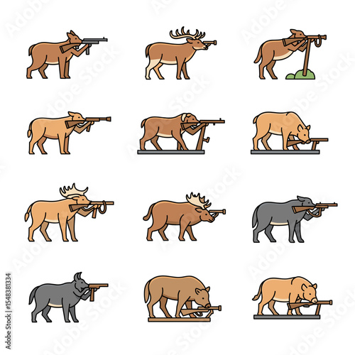 Hunting Animals A Collection of Line Art Illustrations