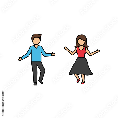 Joyful Couple Dancing Illustrated Vector Art of Happy People