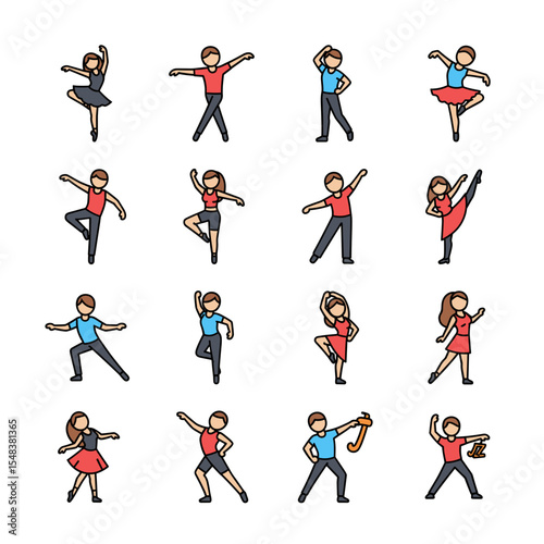Diverse Dance Styles Icons of Ballet, Ballroom, and Modern Dance