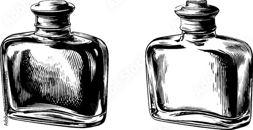 Vintage aftershave bottle collection with ridged sides for retro design and decoration