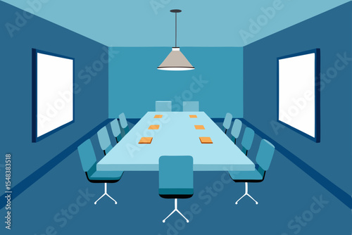A modern luxury dining room interior with a stylish table, comfortable chairs, and an elegant wall-mounted television