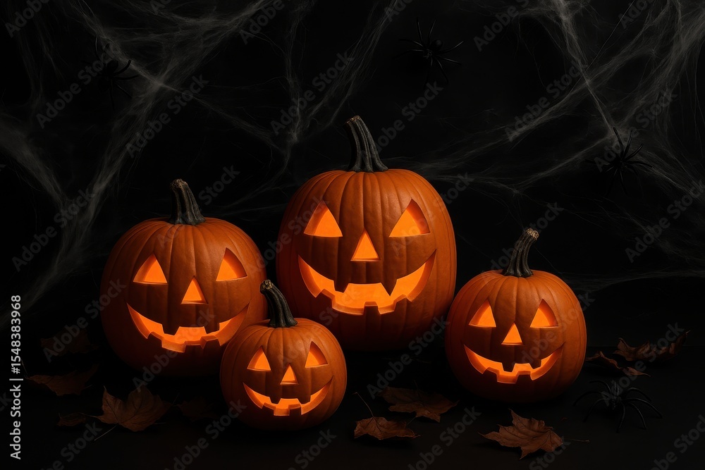 Obraz premium Spooky Halloween decorative arrangement with gothic elements and seasonal atmospheric effects