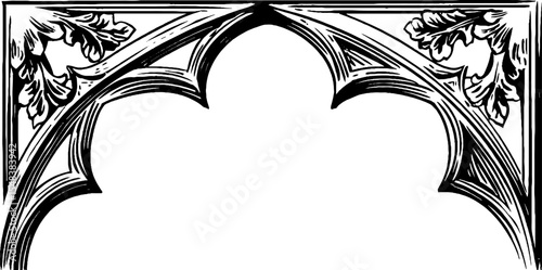 Gothic arch and finial design for vintage or retro art and print projects