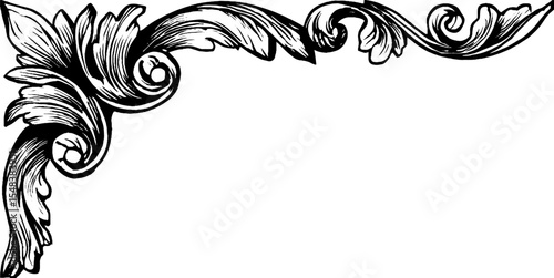 Gothic arch corner finial design in black and white for decorative projects