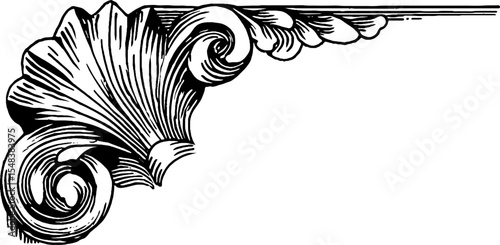 Greek ionic volute corner design in black and white for decorative projects