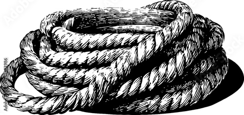 Vintage hemp rope coil illustration for design and decor