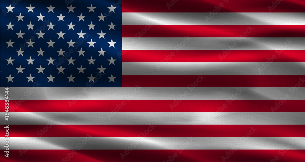 Fototapeta premium American flag with fabric texture. Realistic flag of USA waving