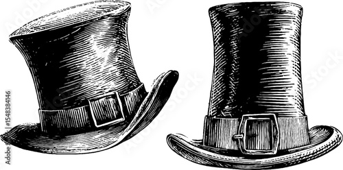 Vintage leprechaun hat set with buckle sketch for st. patrick’s day design